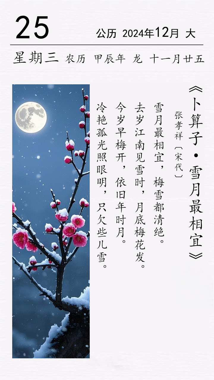 张孝祥《卜算子 · 雪月最相宜》