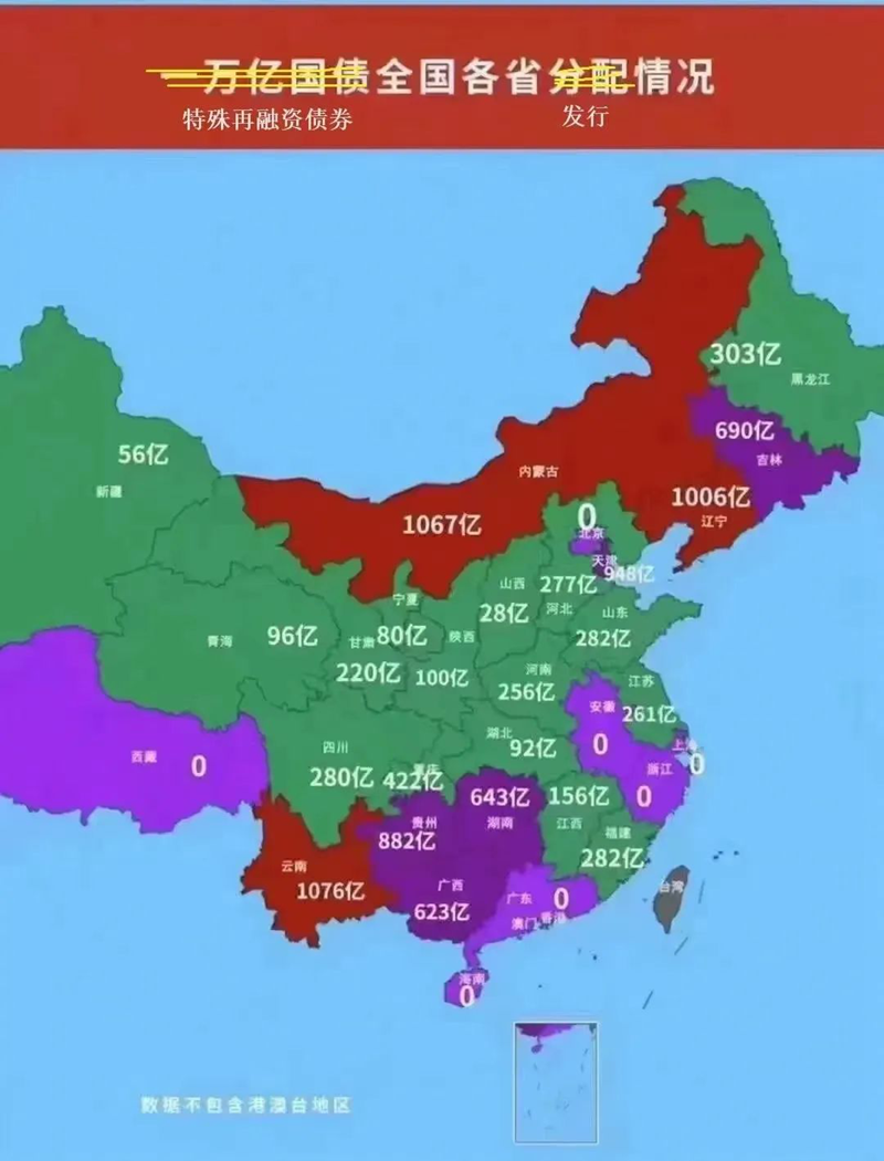 一万亿国债（特殊再融资债券），看看您所在的省市分配（发行）到多少？